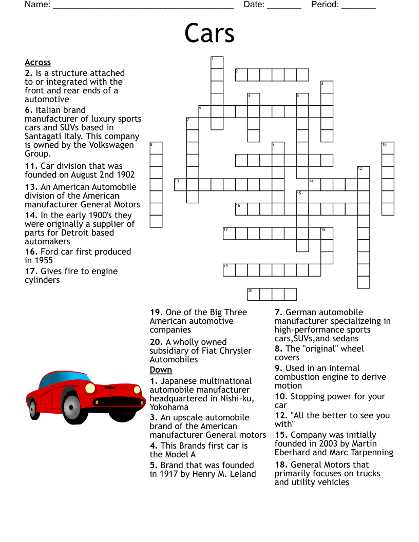British Car Makes Crossword WordMint British Car Makes Crossword WordMint