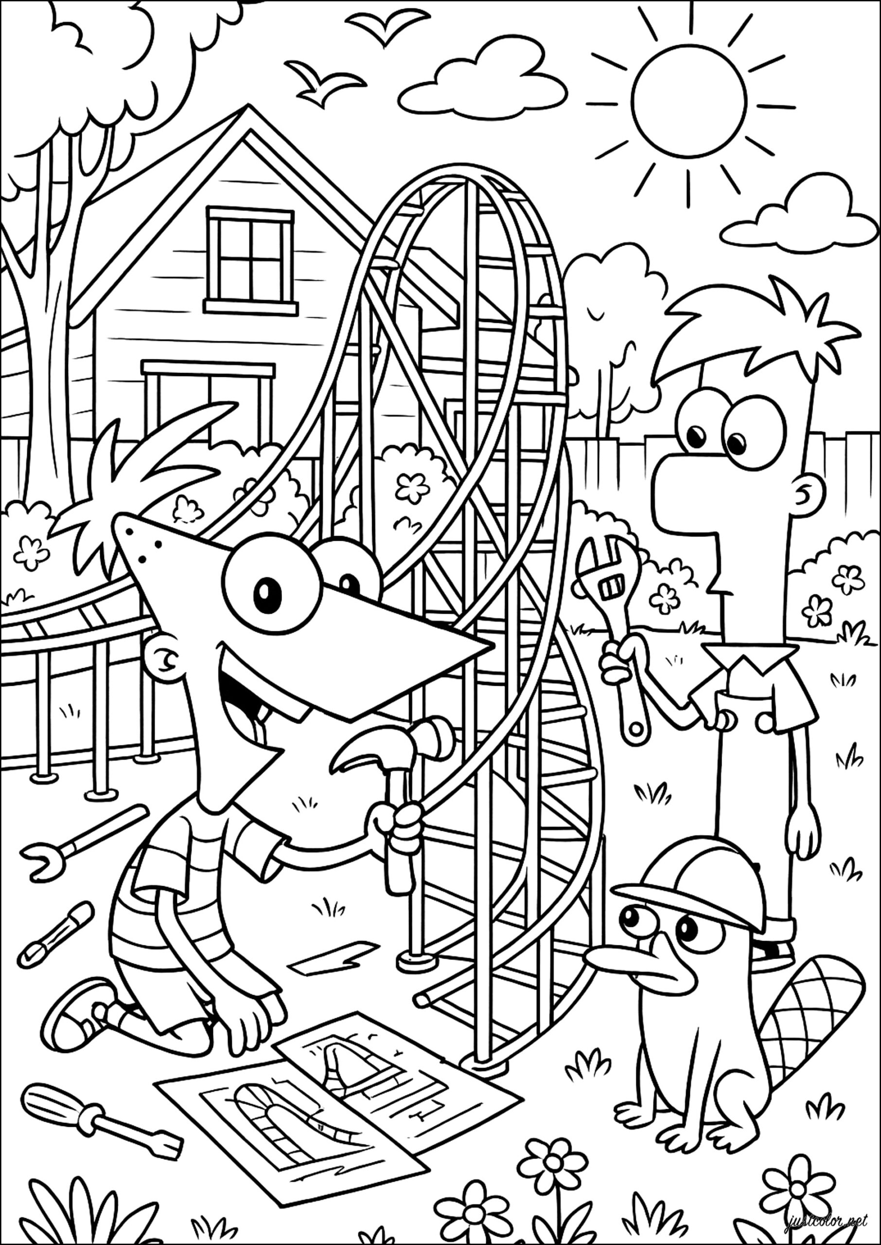 phineas and ferb coloring pages