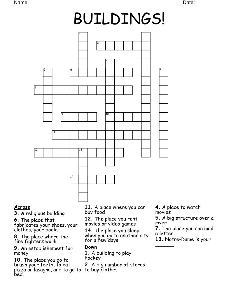 BUILDINGS Crossword WordMint