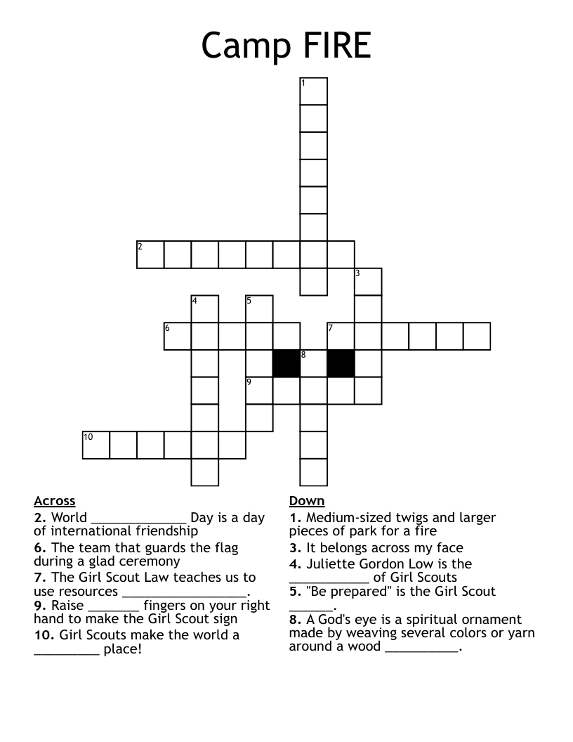 Camp FIRE Crossword WordMint