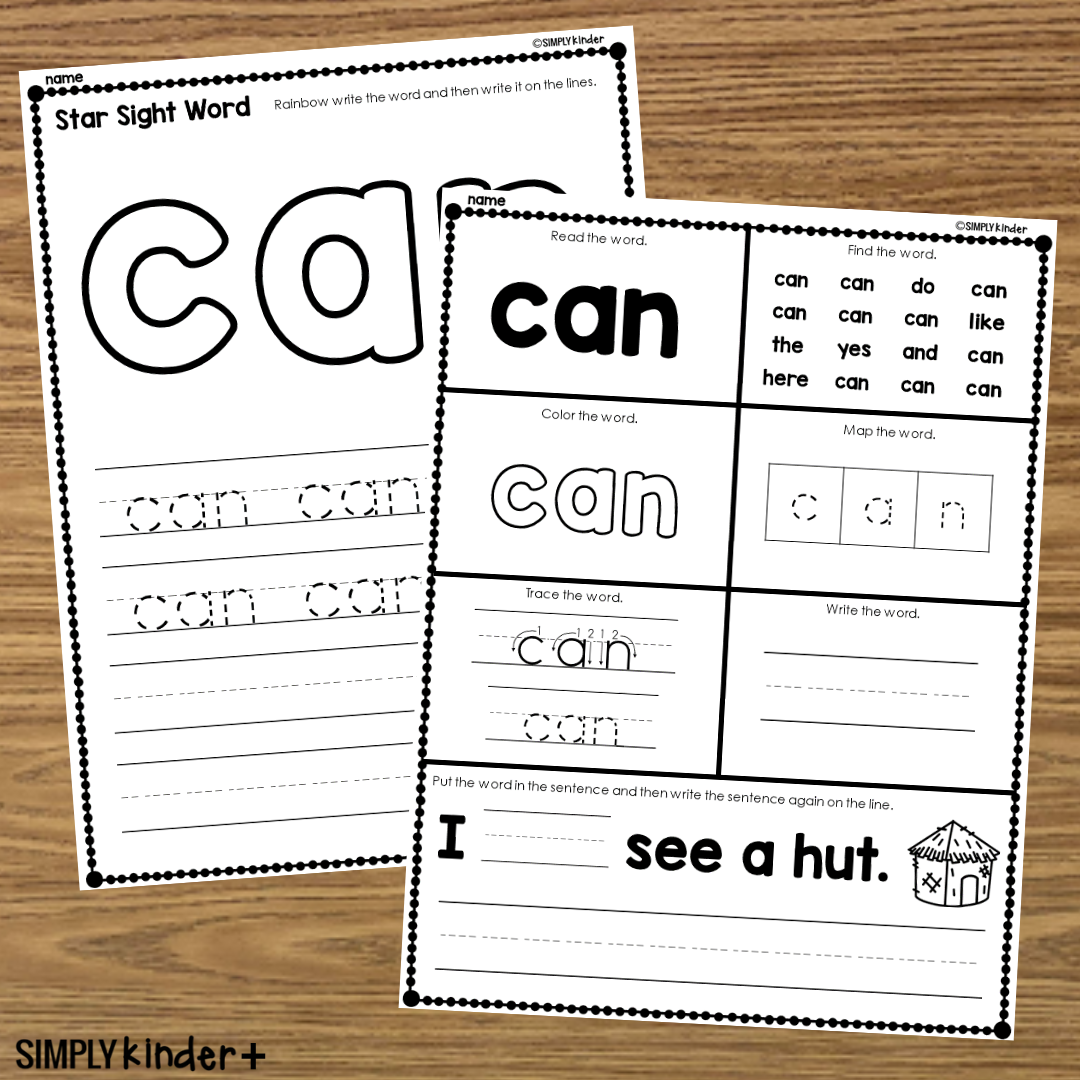 Can Sight Word Printable Activities Simply Kinder Printable Membership