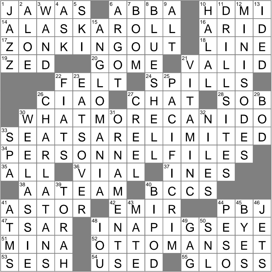 Canadian Series Finale Crossword Clue Archives LAXCrossword