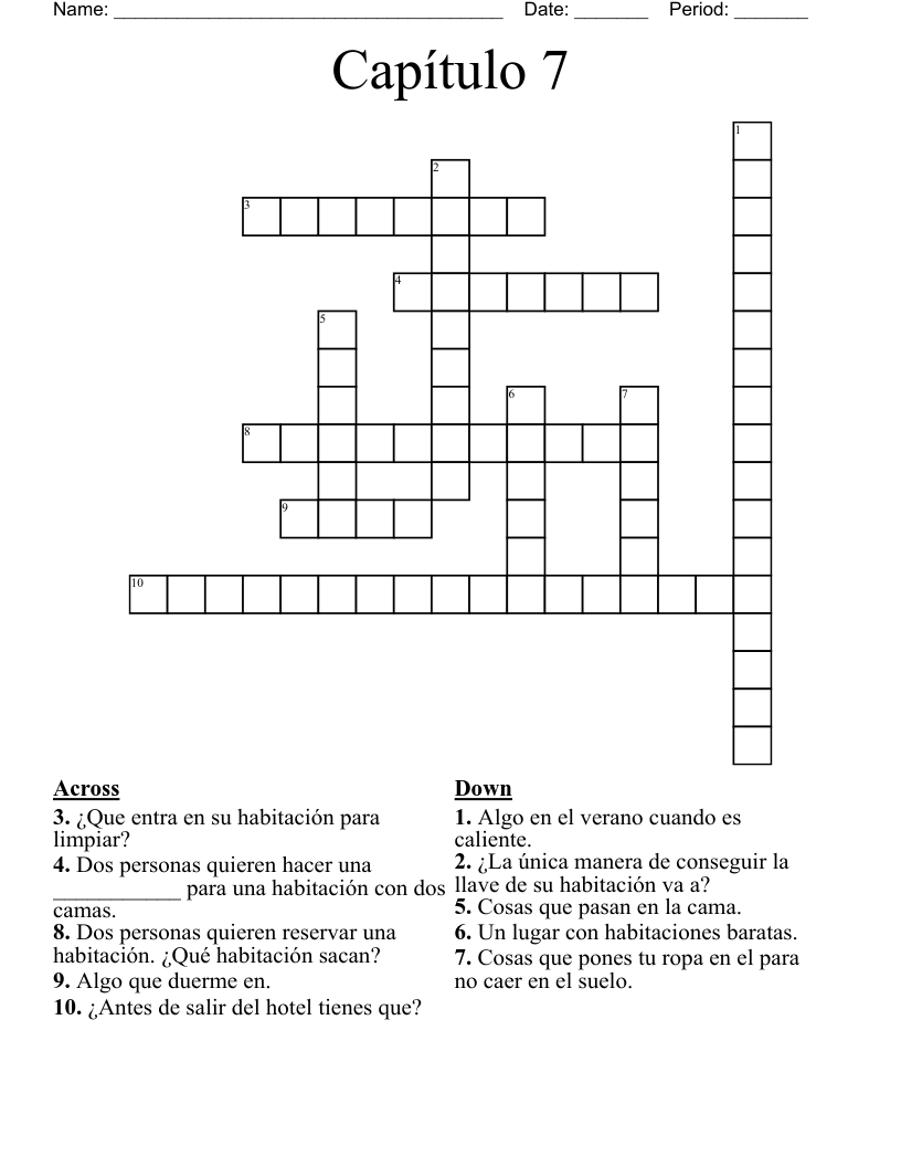 Cap tulo 7 Crossword WordMint Cap tulo 7 Crossword WordMint