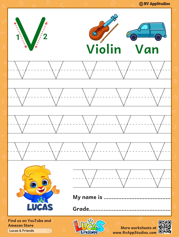 printable v tracing worksheet