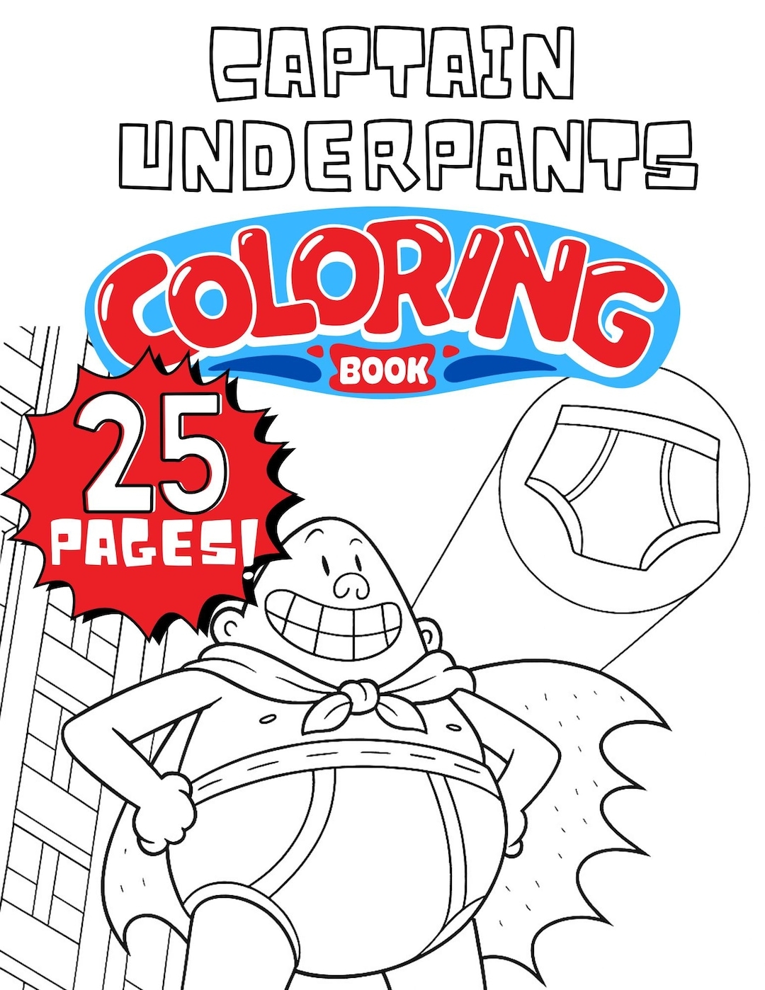 Captain Underpants Coloring Book 25 Pages Digital Download fan Made Etsy