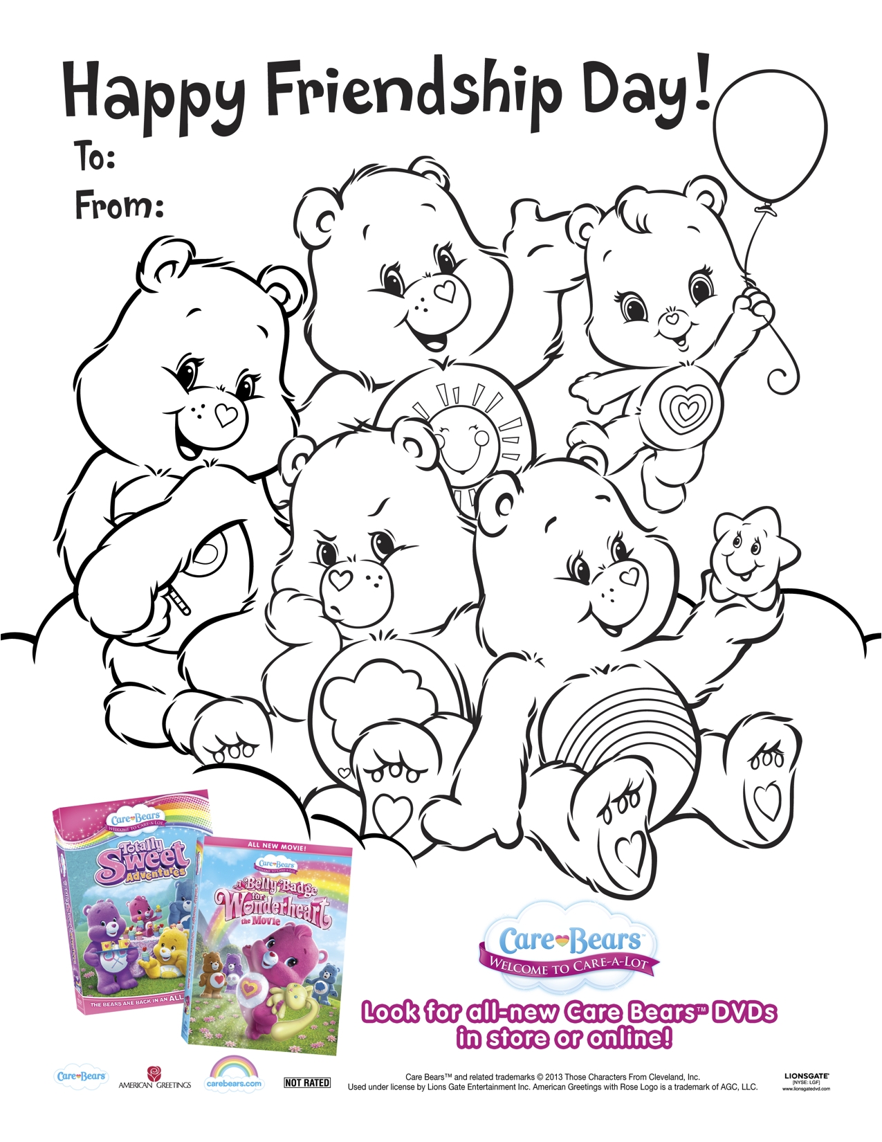 Care Bears Printable Friendship Day Coloring Page Mama Likes This