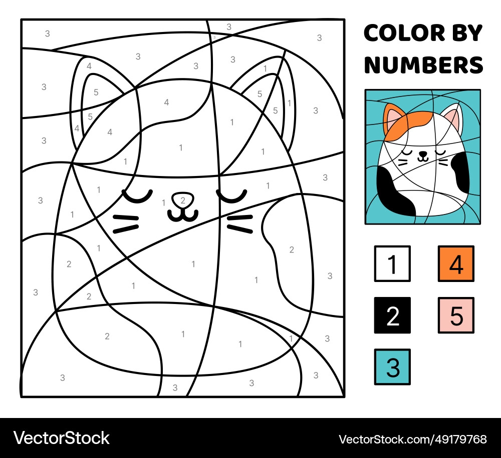 cat color by number cat color by number