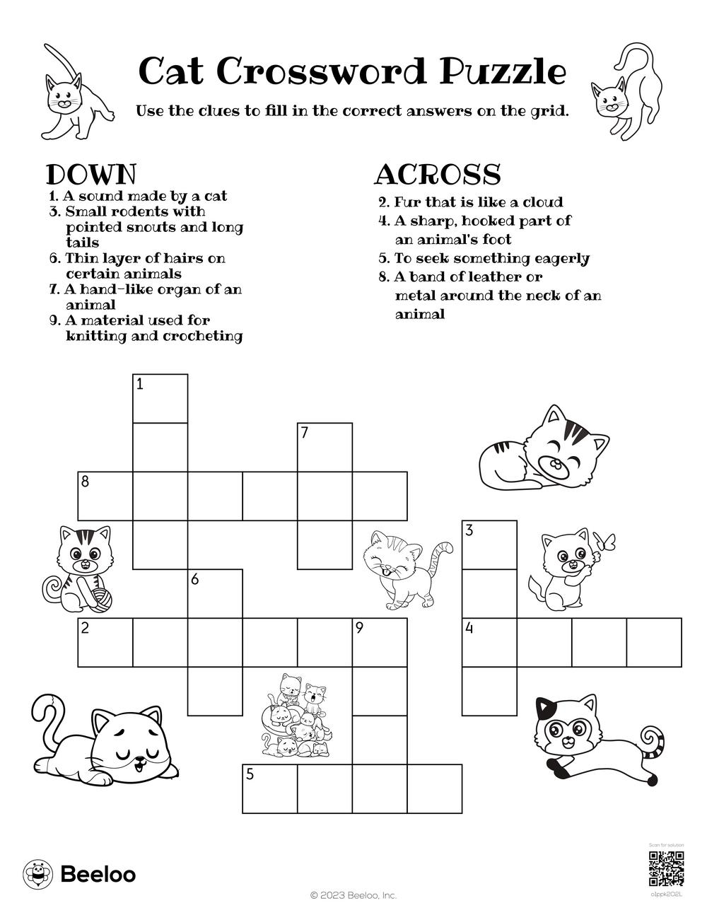 Cat Crossword Puzzle Beeloo Printable Crafts And Activities For Kids Cat Crossword Puzzle Beeloo Printable Crafts And Activities For Kids