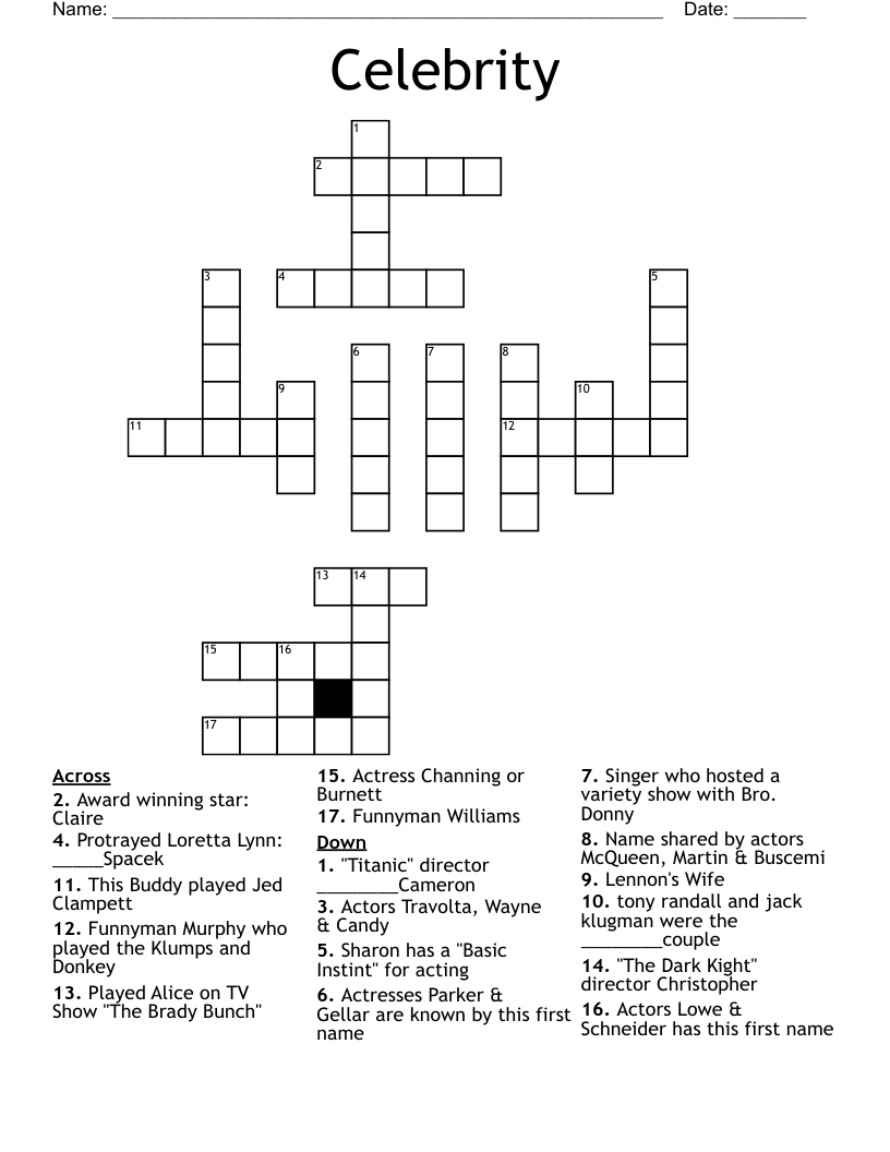 Celebrity Crossword WordMint