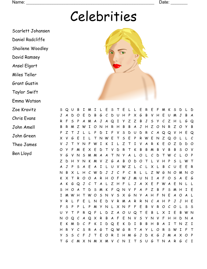 Celebrity CrossWord WordMint