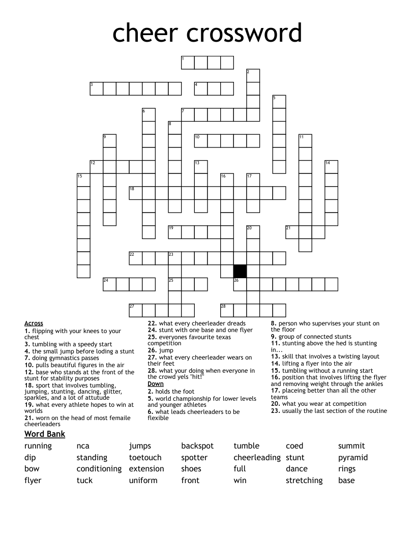 Cheer Crossword WordMint Cheer Crossword WordMint