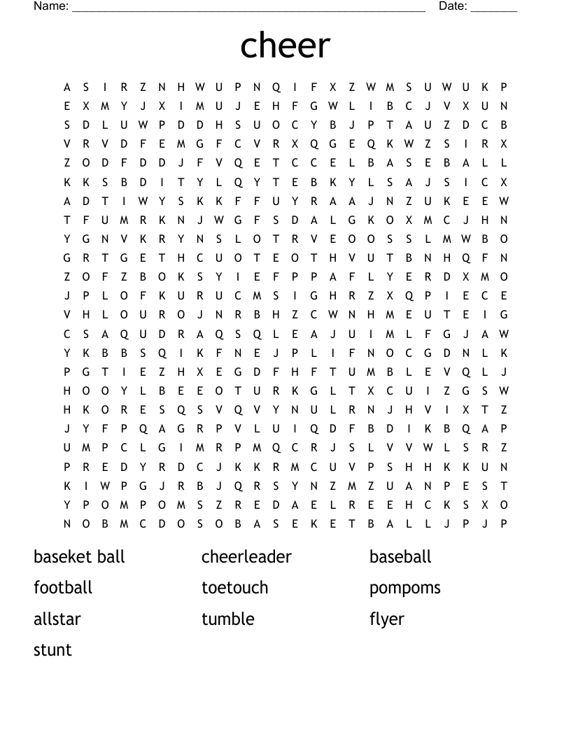 CHEERLEADING Crossword WordMint CHEERLEADING Crossword WordMint