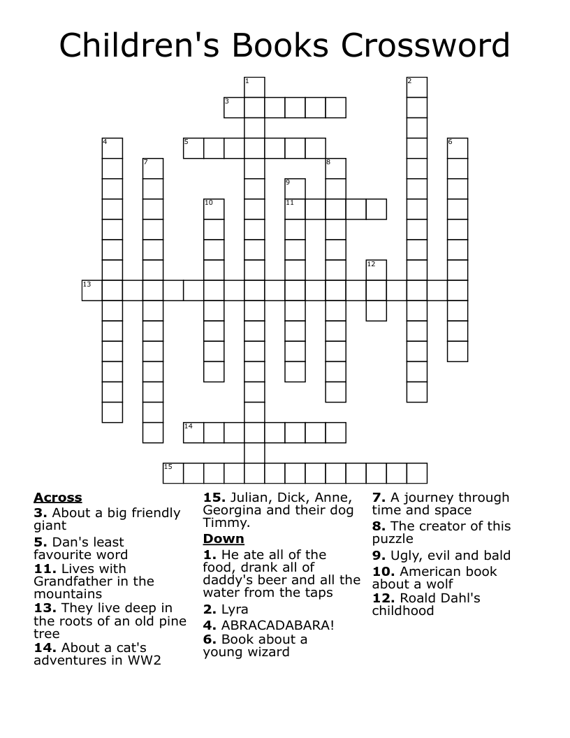 Children s Books Crossword WordMint