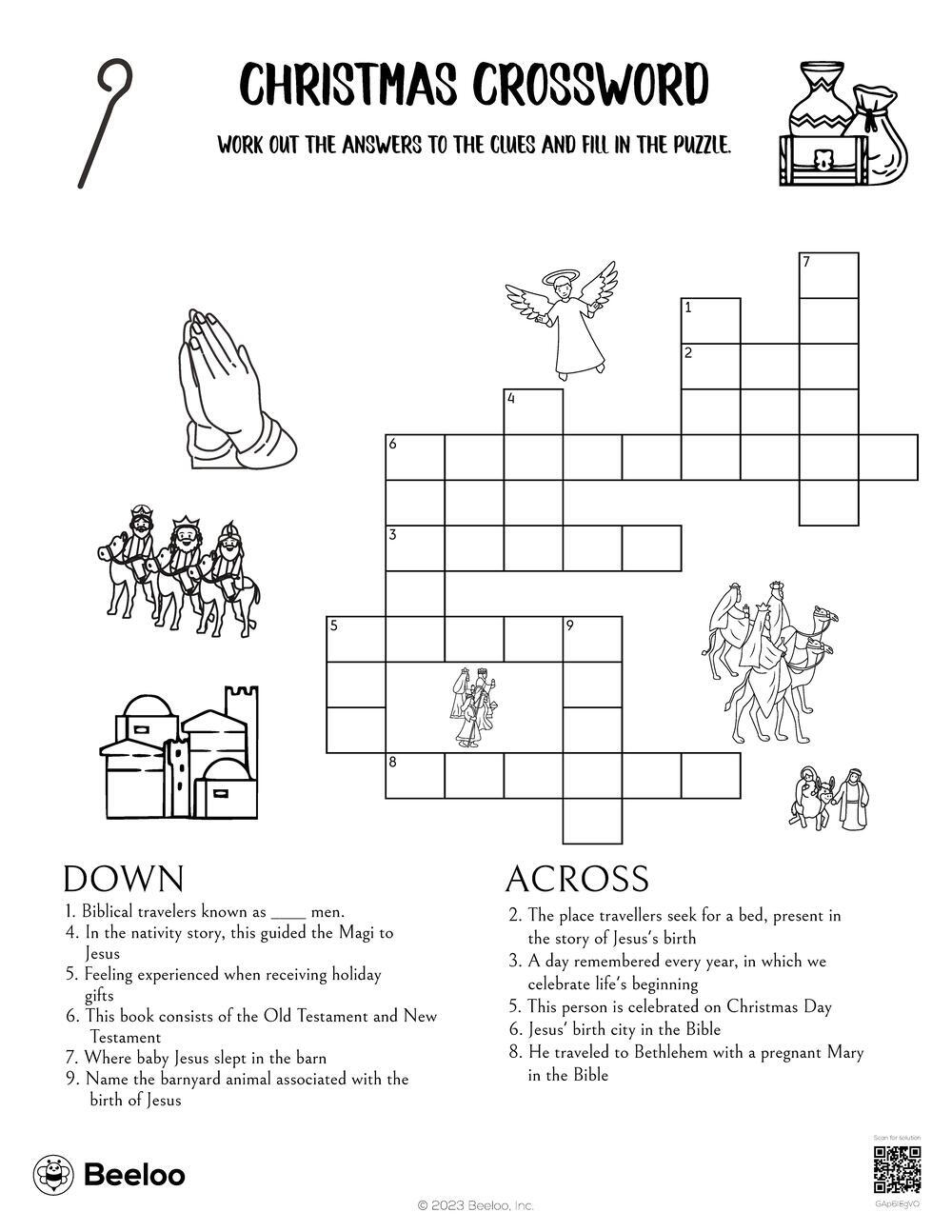 Christmas Crossword Beeloo Printable Crafts And Activities For Kids