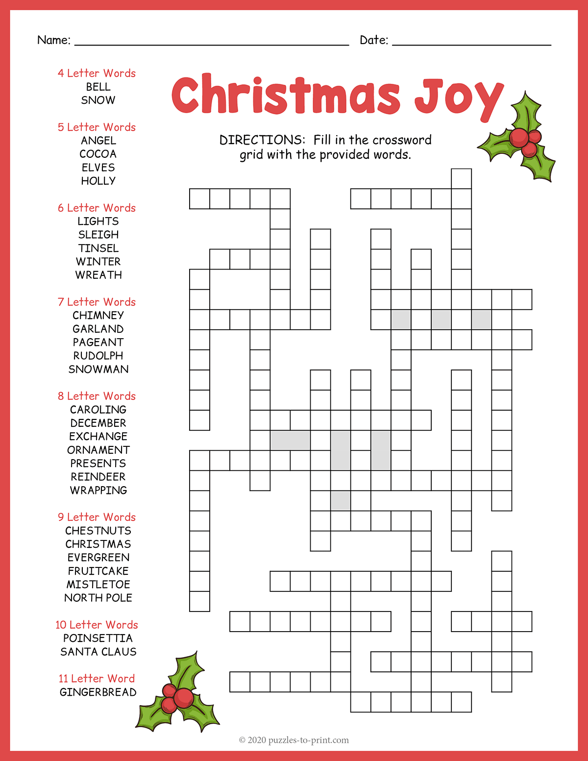fill in crossword puzzles to print