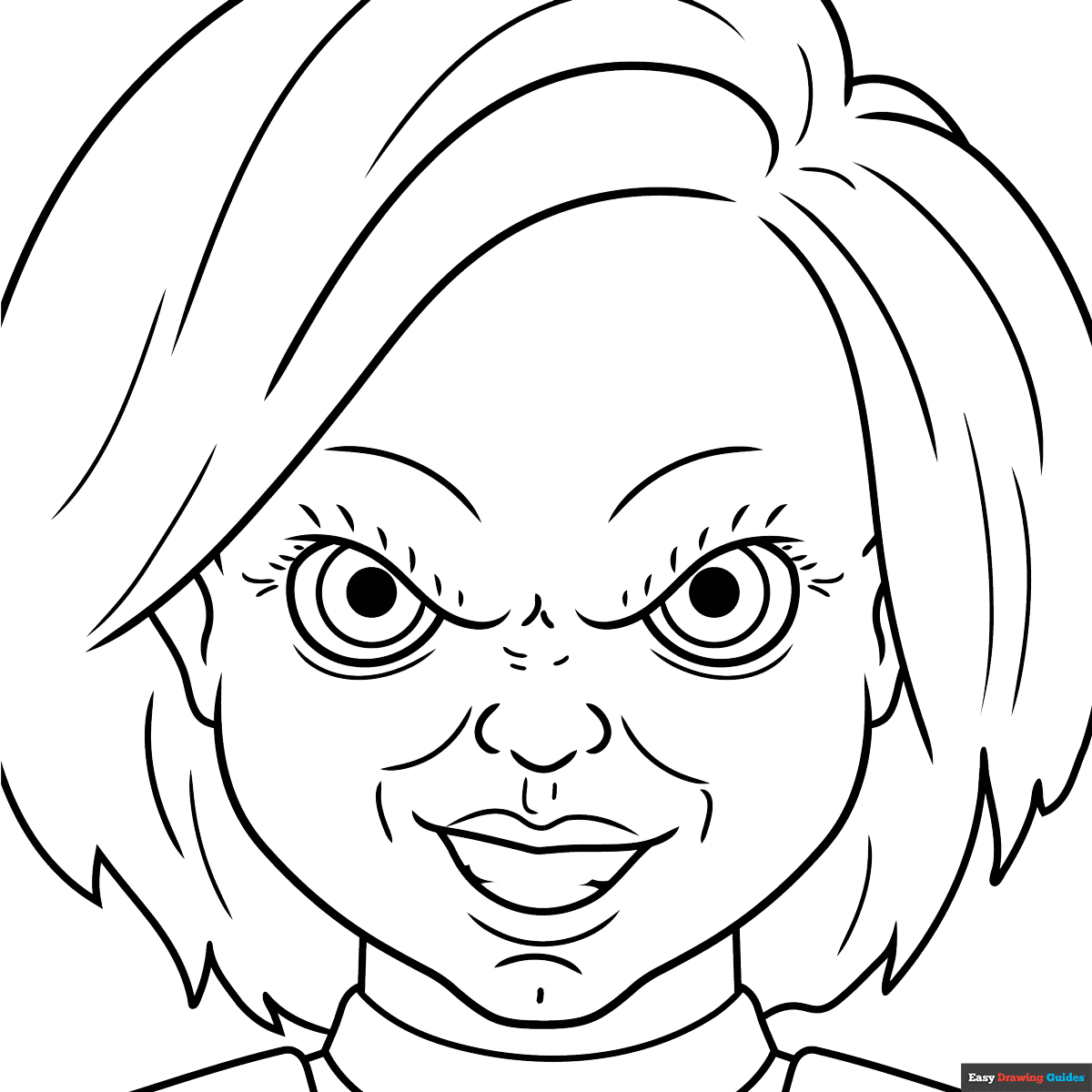 Chucky s Face Coloring Page Easy Drawing Guides