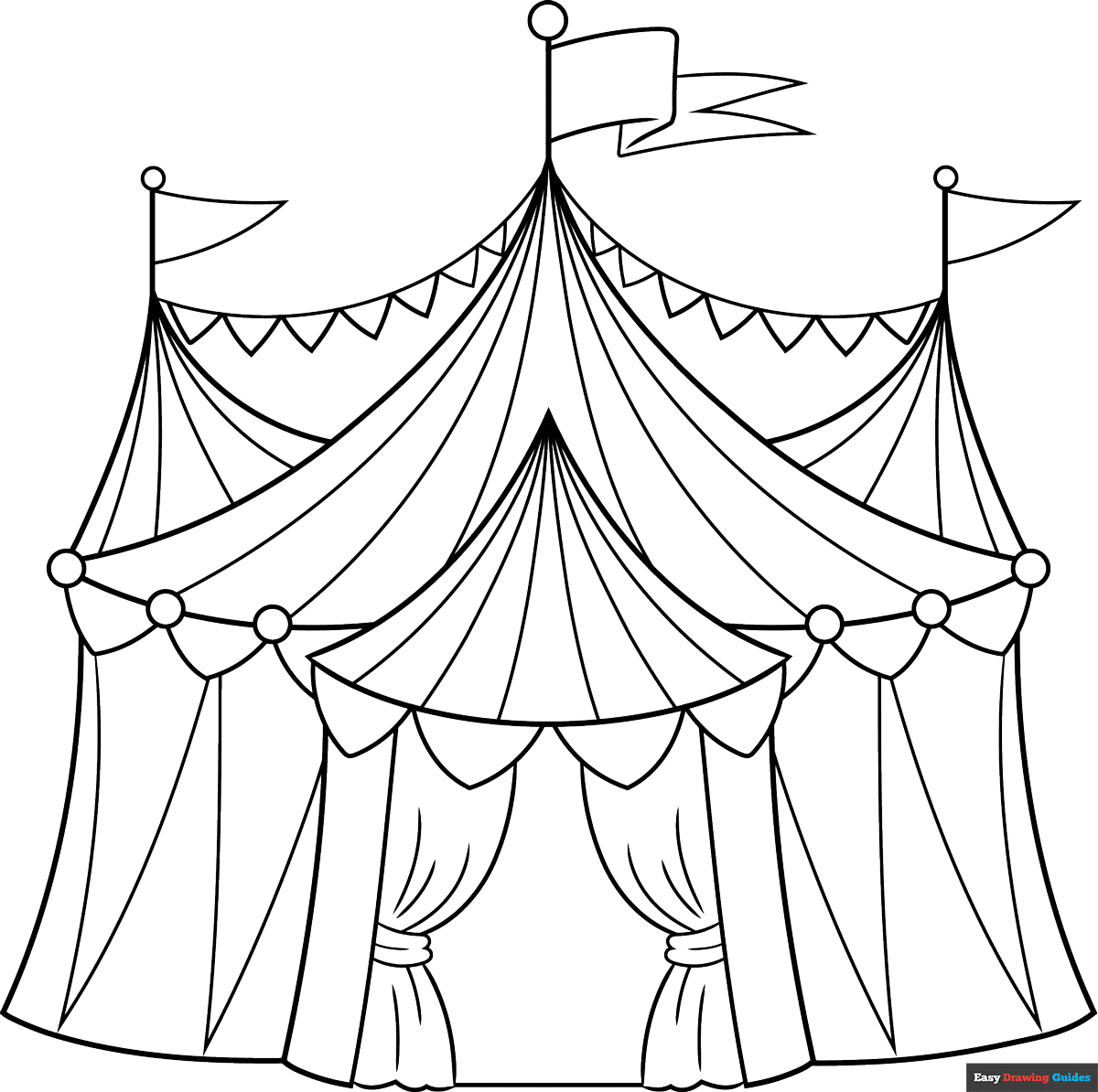 Circus Tent Coloring Page Easy Drawing Guides