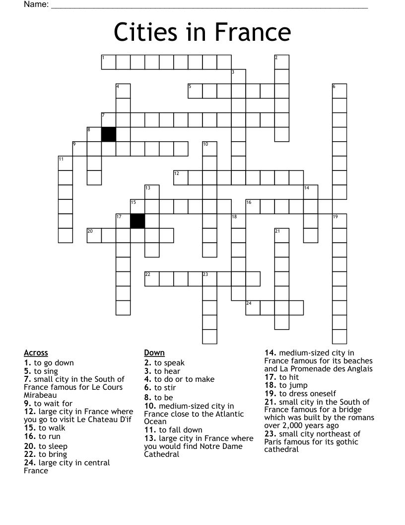 Cities In France Crossword WordMint