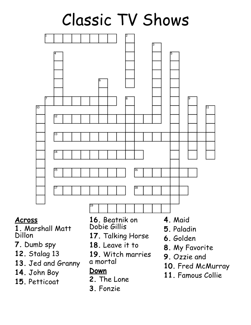 Classic TV Shows Crossword WordMint