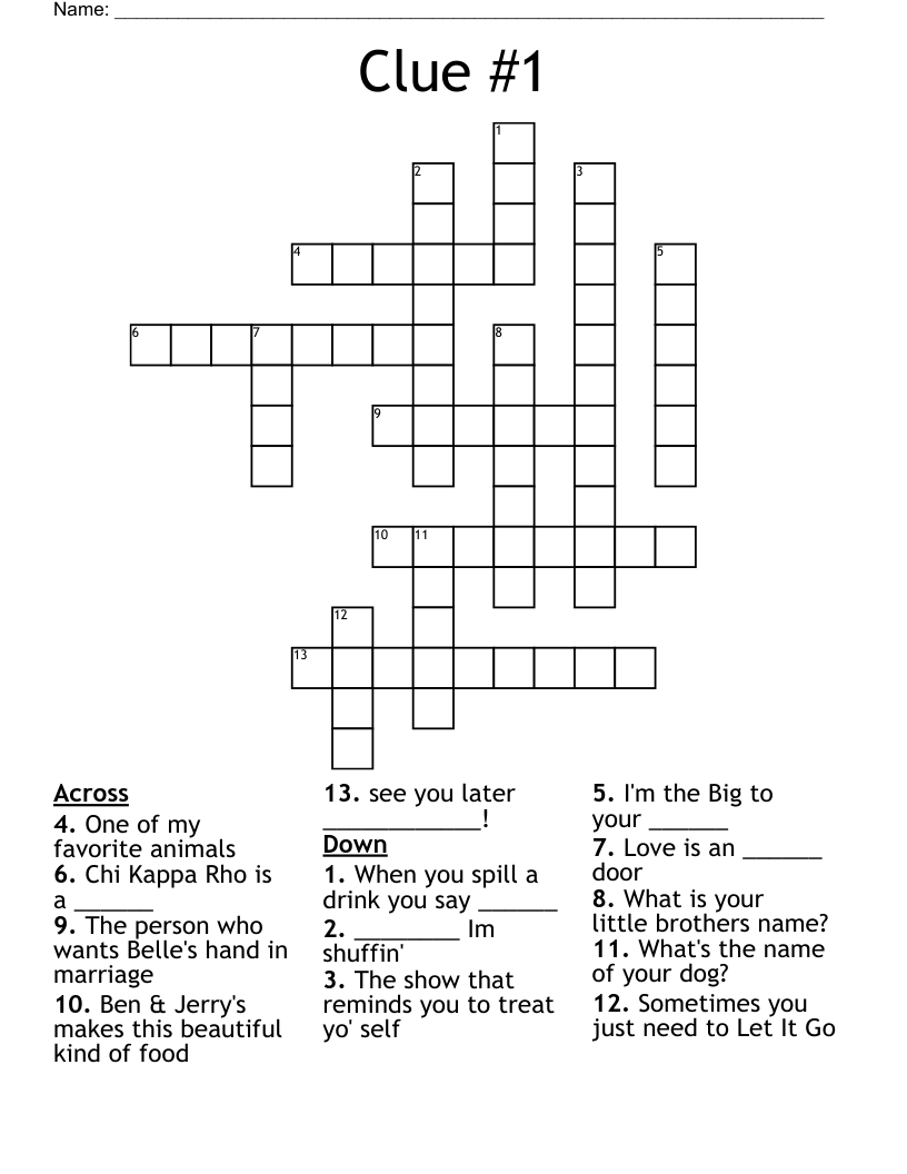 Clue 1 Crossword WordMint