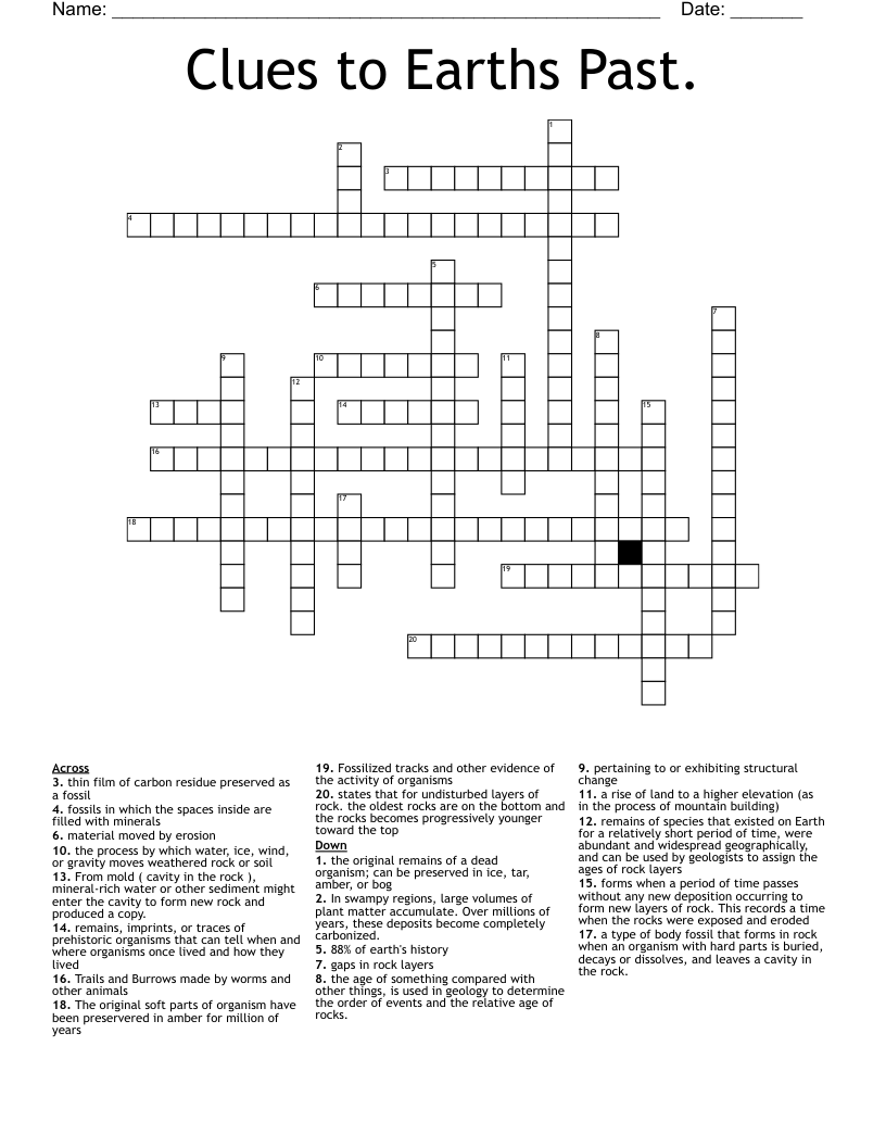 Clues To Earths Past Crossword WordMint