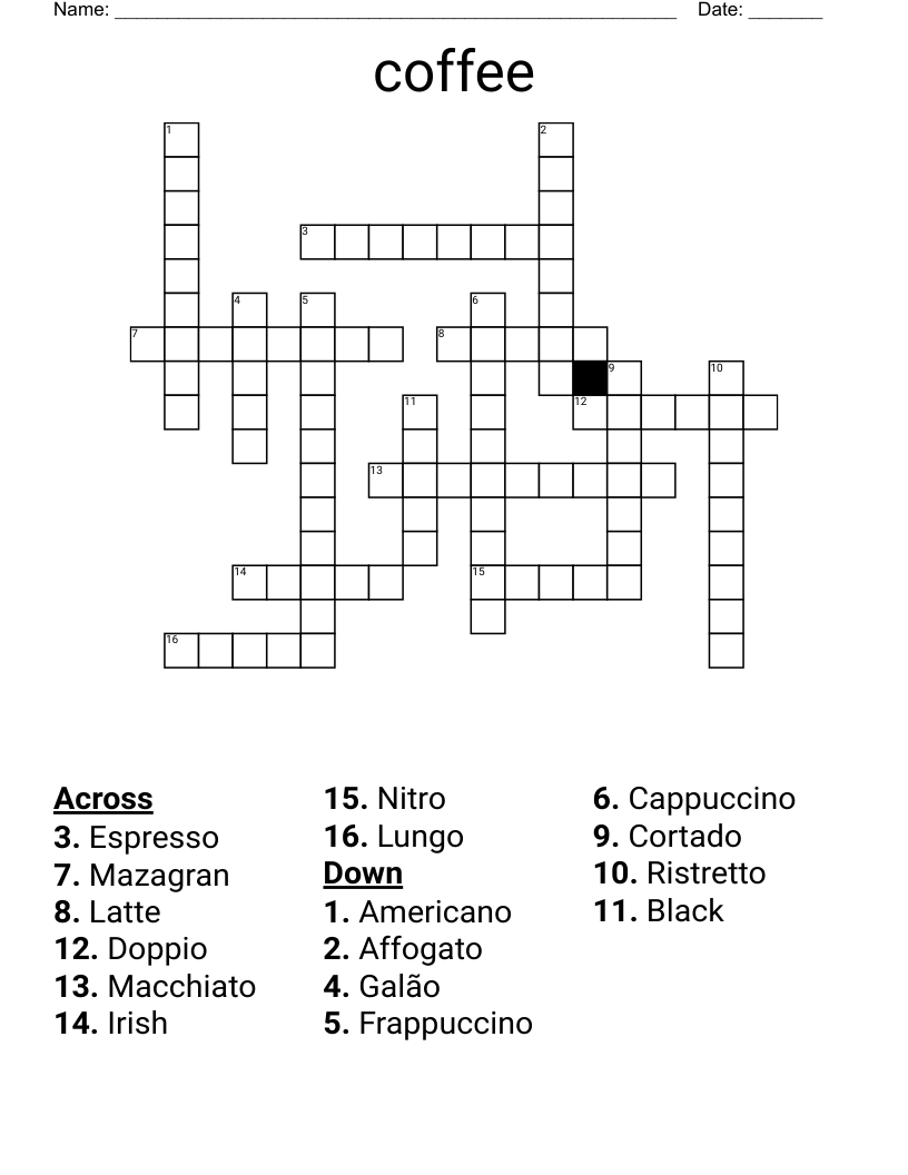 coffee type crossword clue