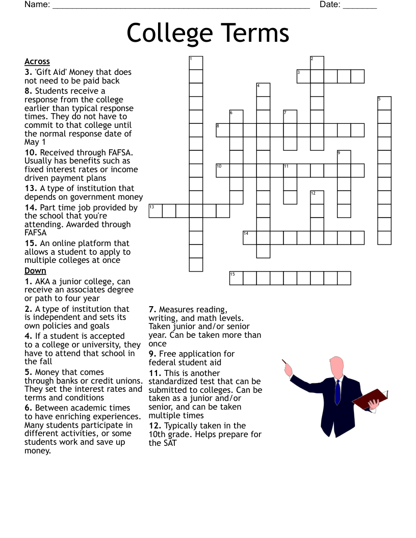 College Terms Crossword WordMint