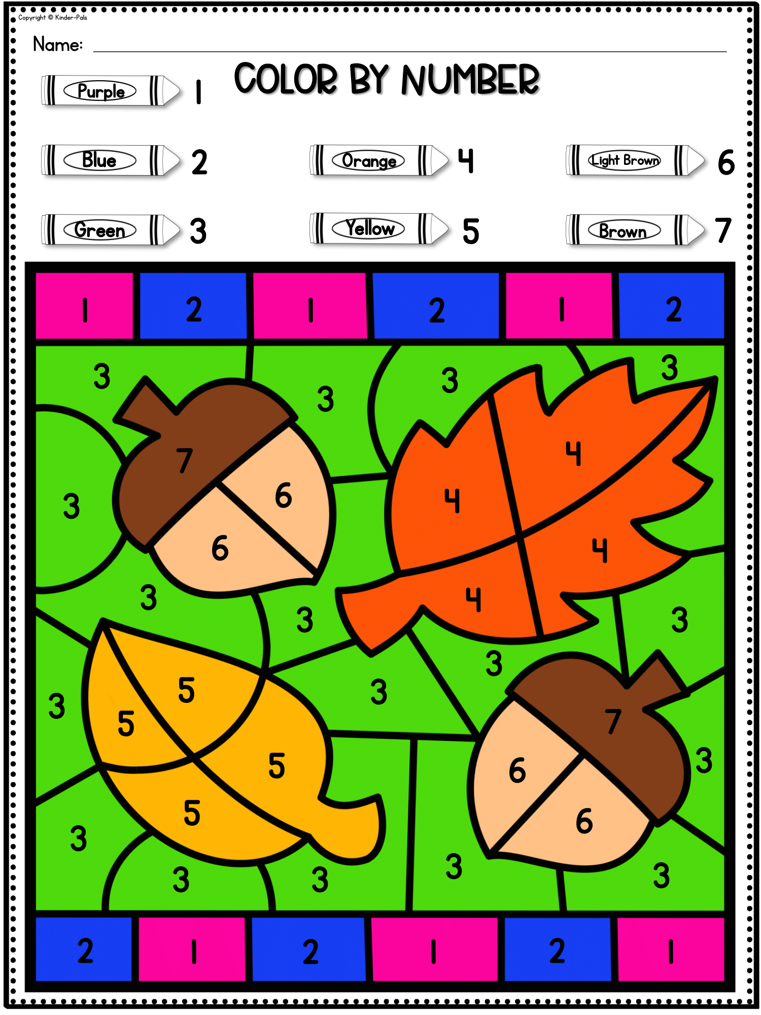 color by number worksheets
