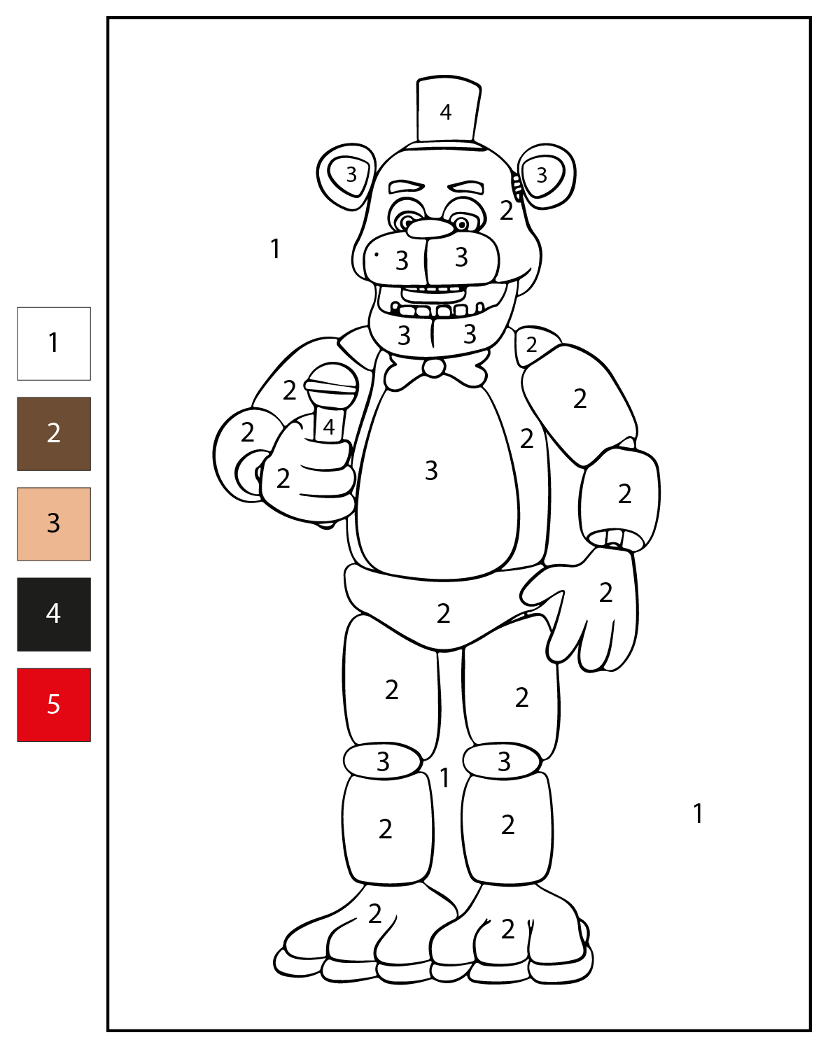 Color By Number Freddy Coloring Page Free Printable