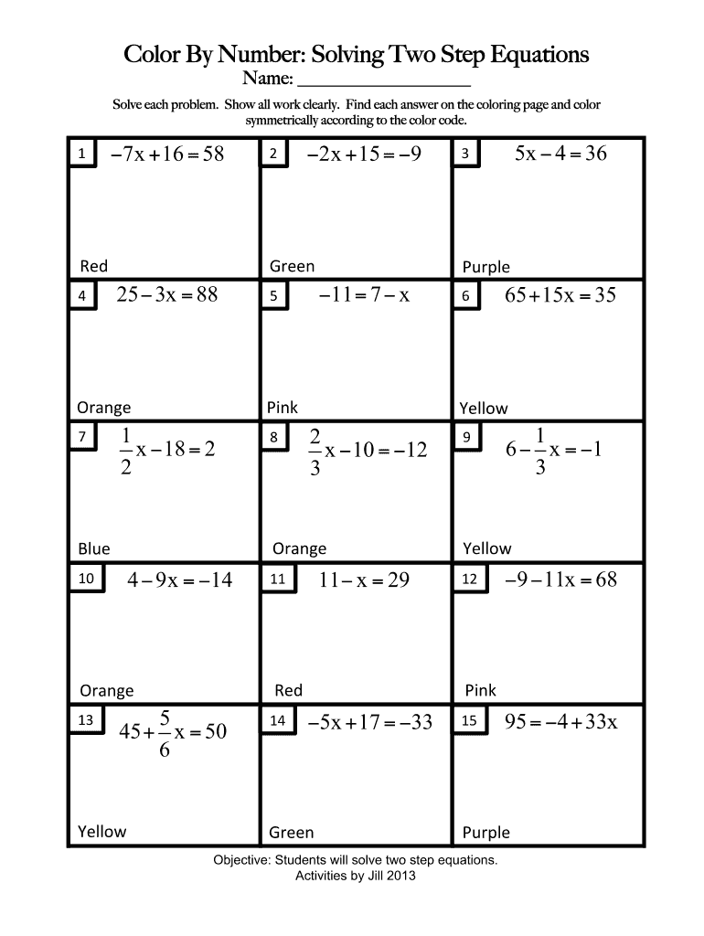 two step equations worksheets