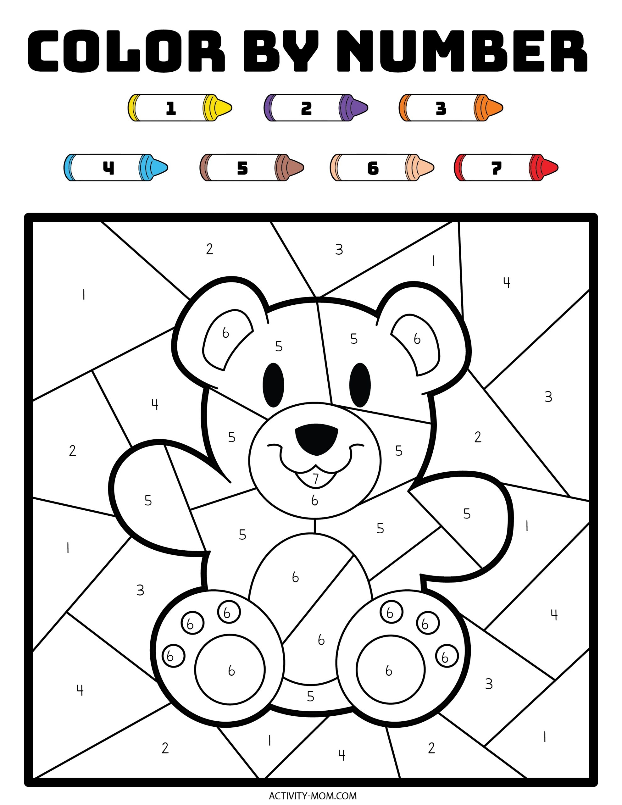 color by number kindergarten free