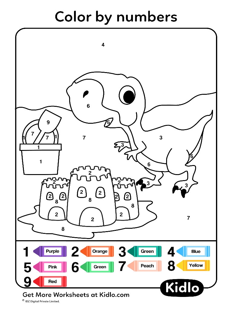 color by number dinosaur
