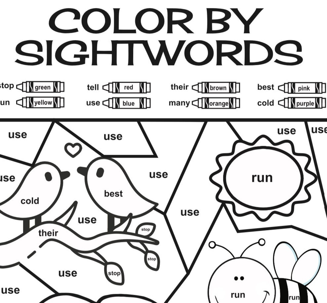 Color By Sight Words And Sight Word Word Scramble Etsy