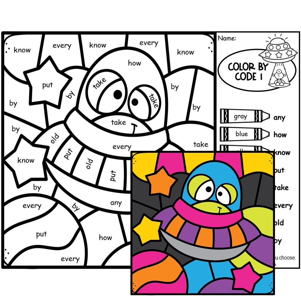 Color By Sight Words Color By Code Sight Words First Grade Sight Words First Grade Color By Code Coloring Sheets Classful