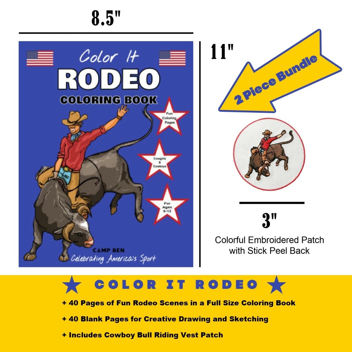 COLOR IT RODEO Coloring Book With Vest Patch Western Cowboys Bull Riding EBay COLOR IT RODEO Coloring Book With Vest Patch Western Cowboys Bull Riding EBay
