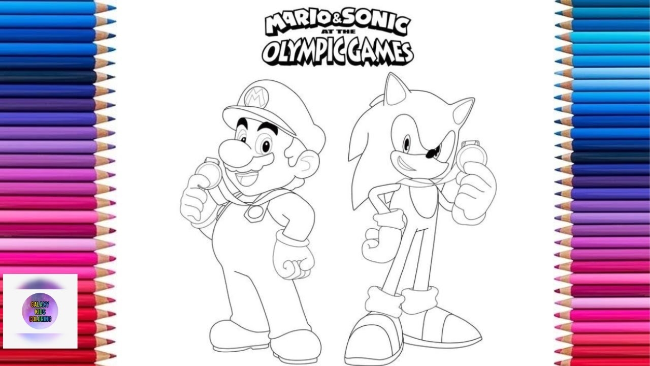mario and sonic colouring pages