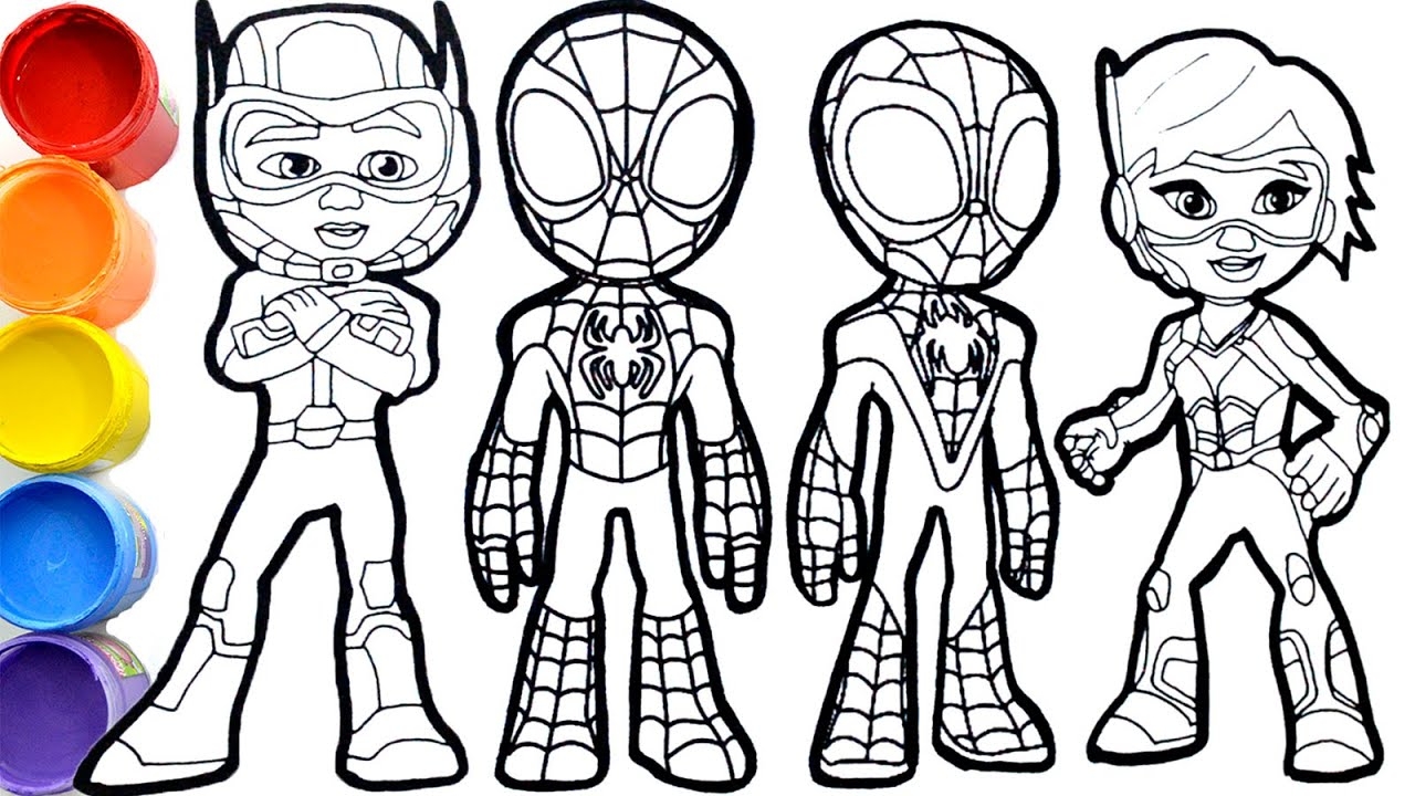 spidey and friends coloring page