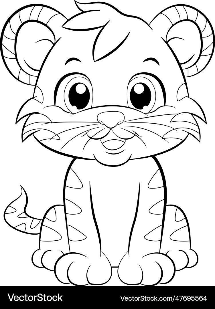 Coloring Page Outline Of Cute Tiger Royalty Free Vector VectorStock Coloring Page Outline Of Cute Tiger Royalty Free Vector VectorStock