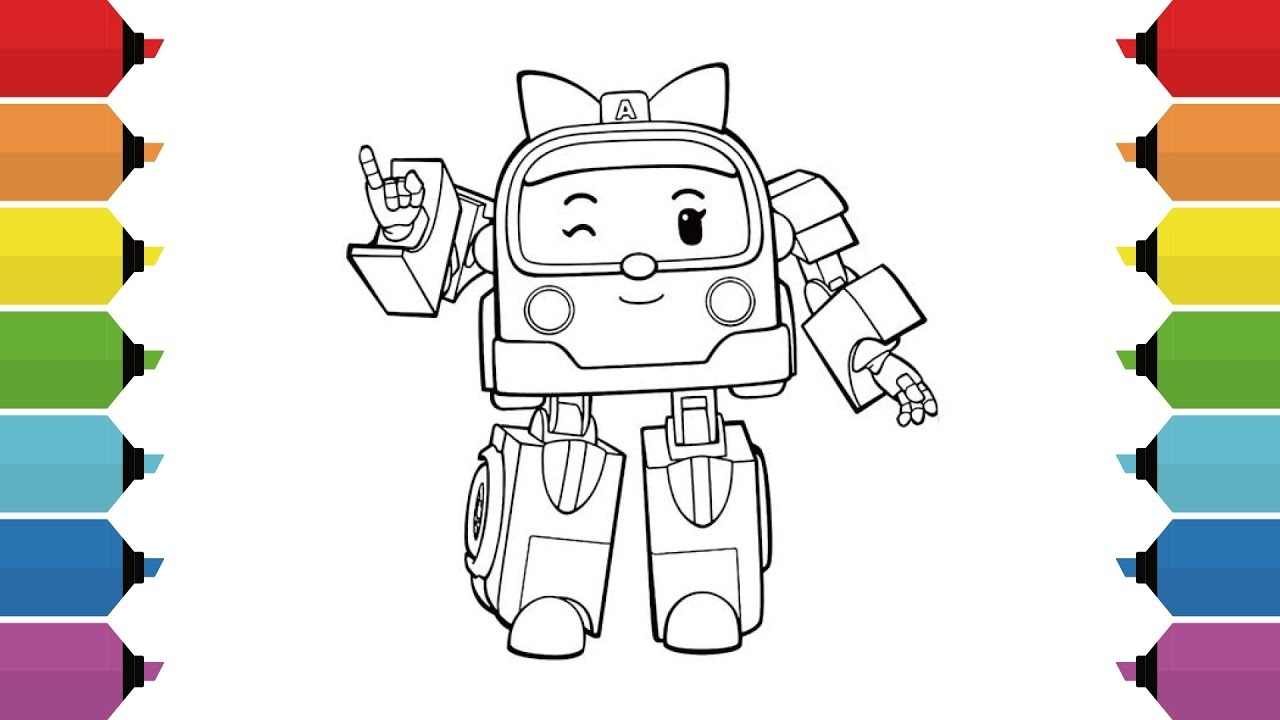 Coloring Robocar POLI Amber Page For Kids YouTube Coloring Robocar POLI Amber Page For Kids YouTube