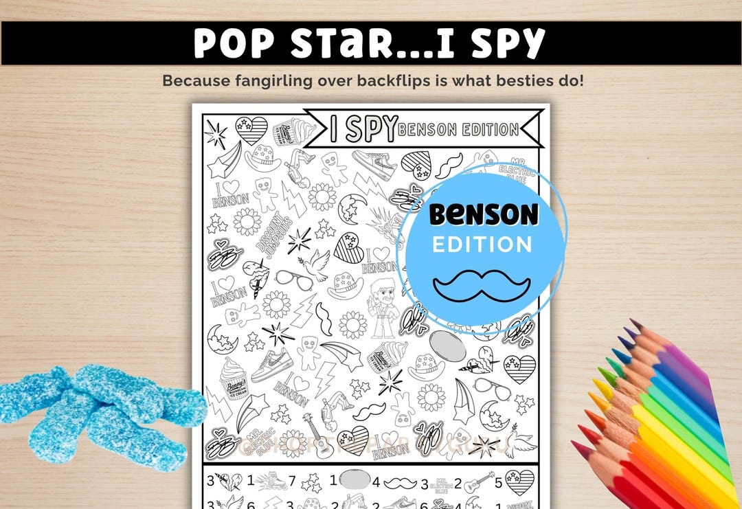 Colouring Page For Benson Fans Birthdays Slumber Party Quiet Time Classroom Printable PDF Etsy Israel