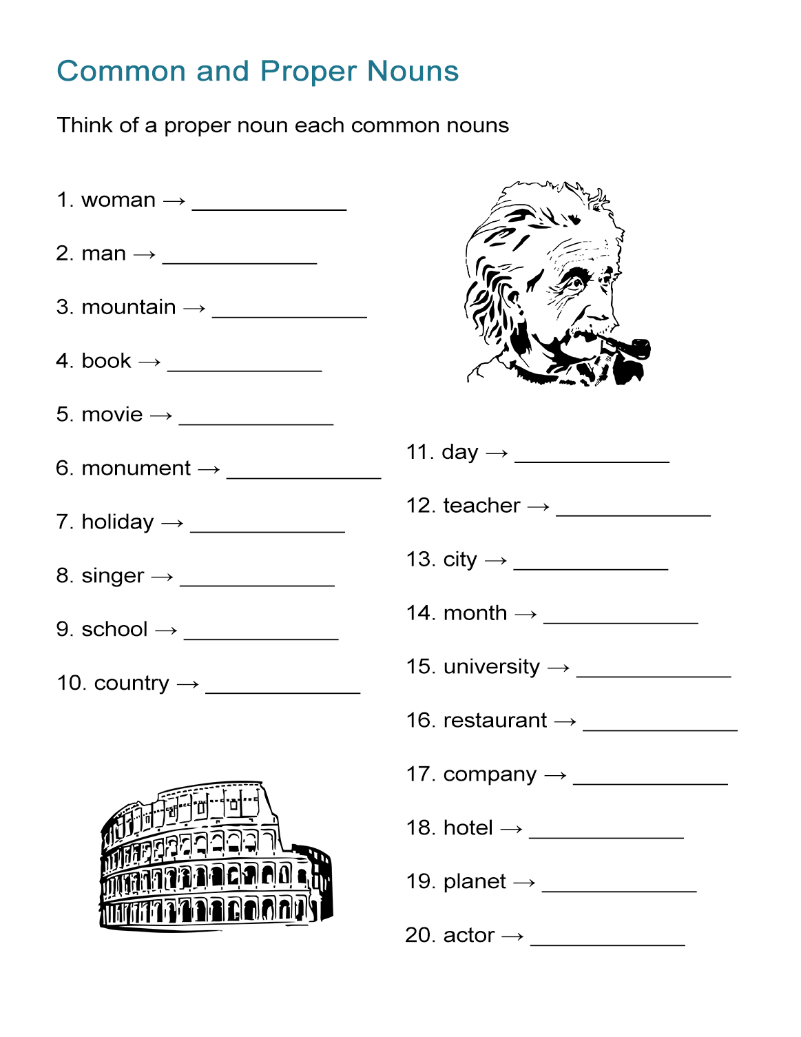 Common And Proper Nouns Worksheet ALL ESL