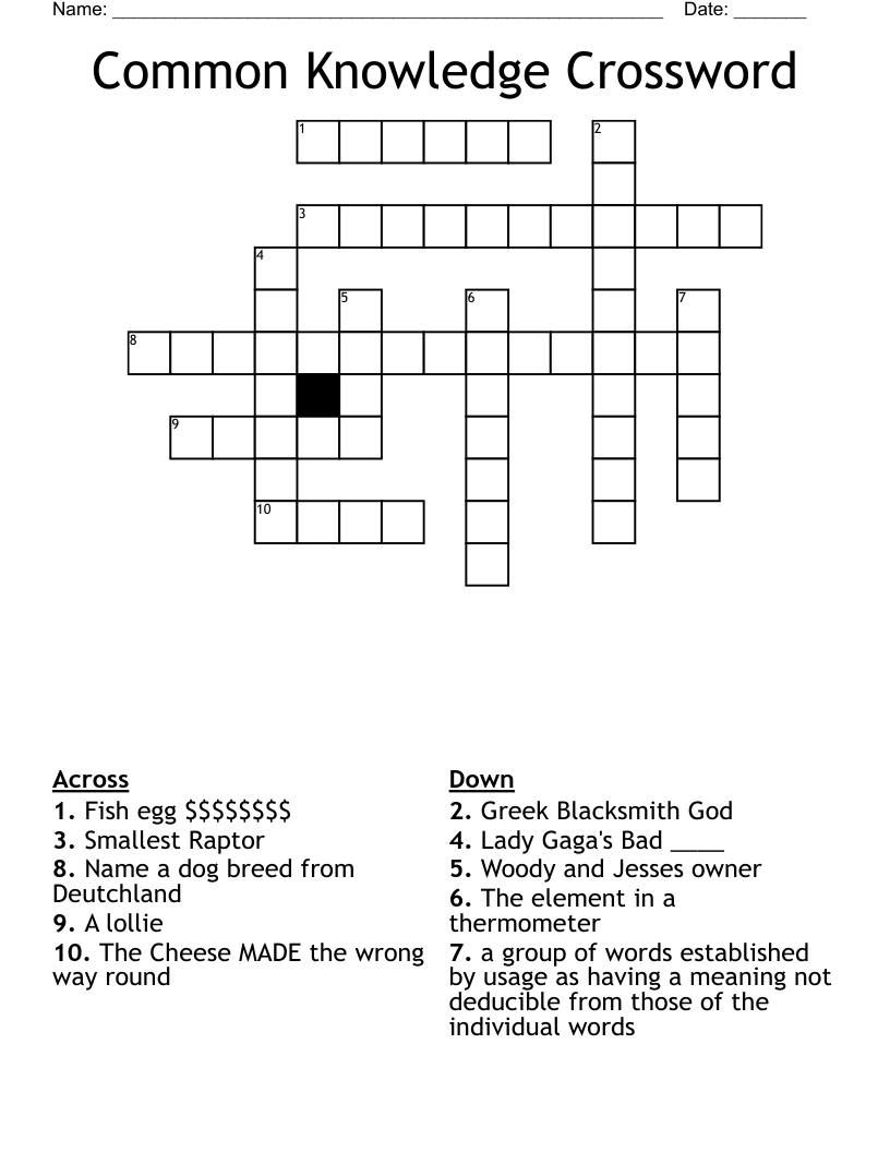 Common Knowledge Crossword WordMint