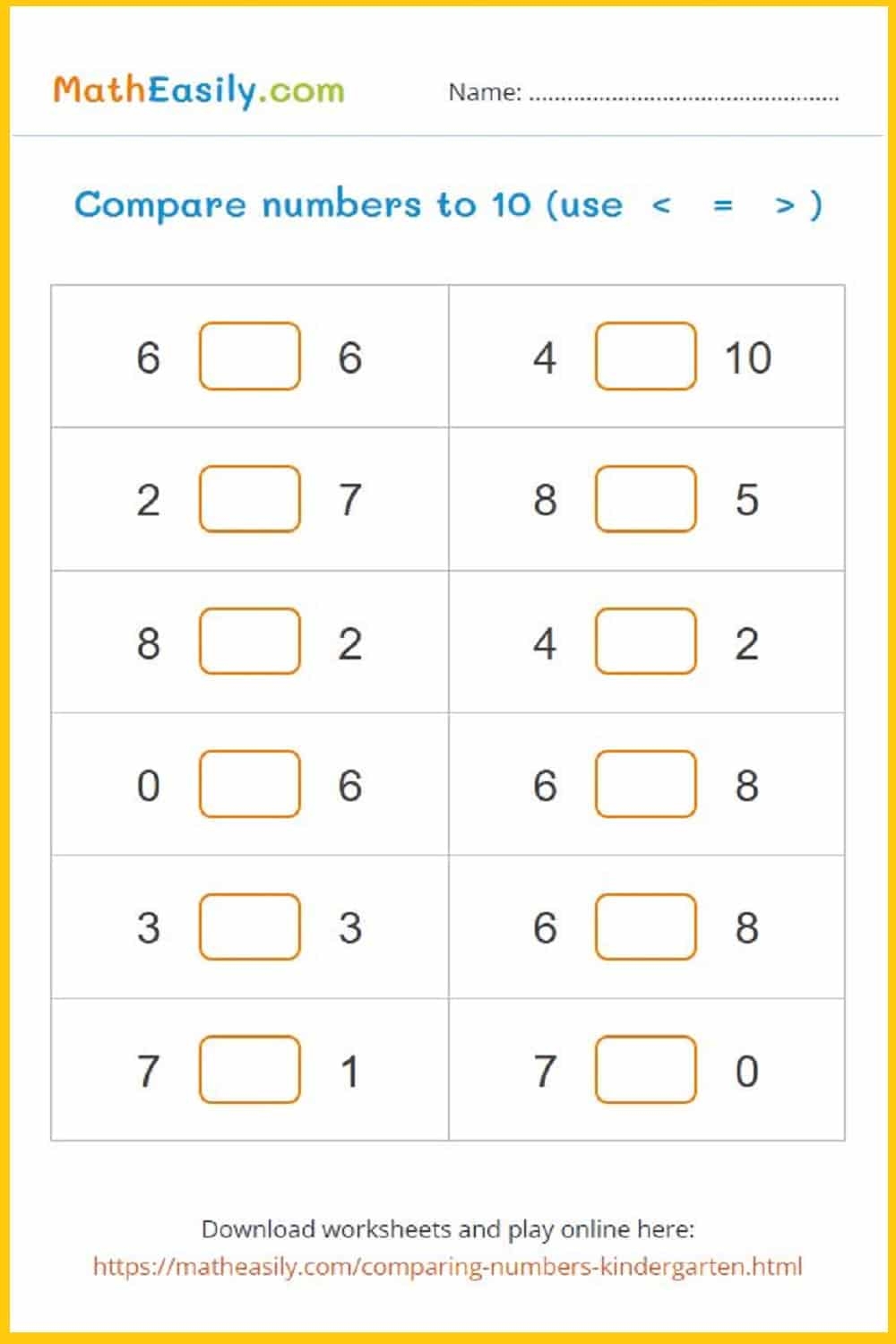 comparing numbers worksheets kindergarten comparing numbers worksheets kindergarten