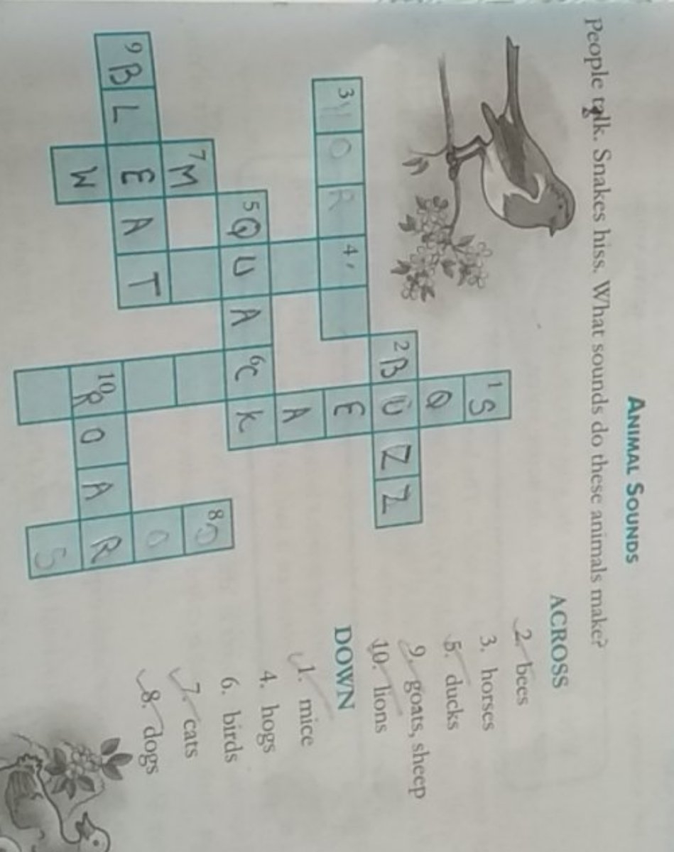 Complete The Crossword Puzzle By Identifying The Sounds Made By The Follo 