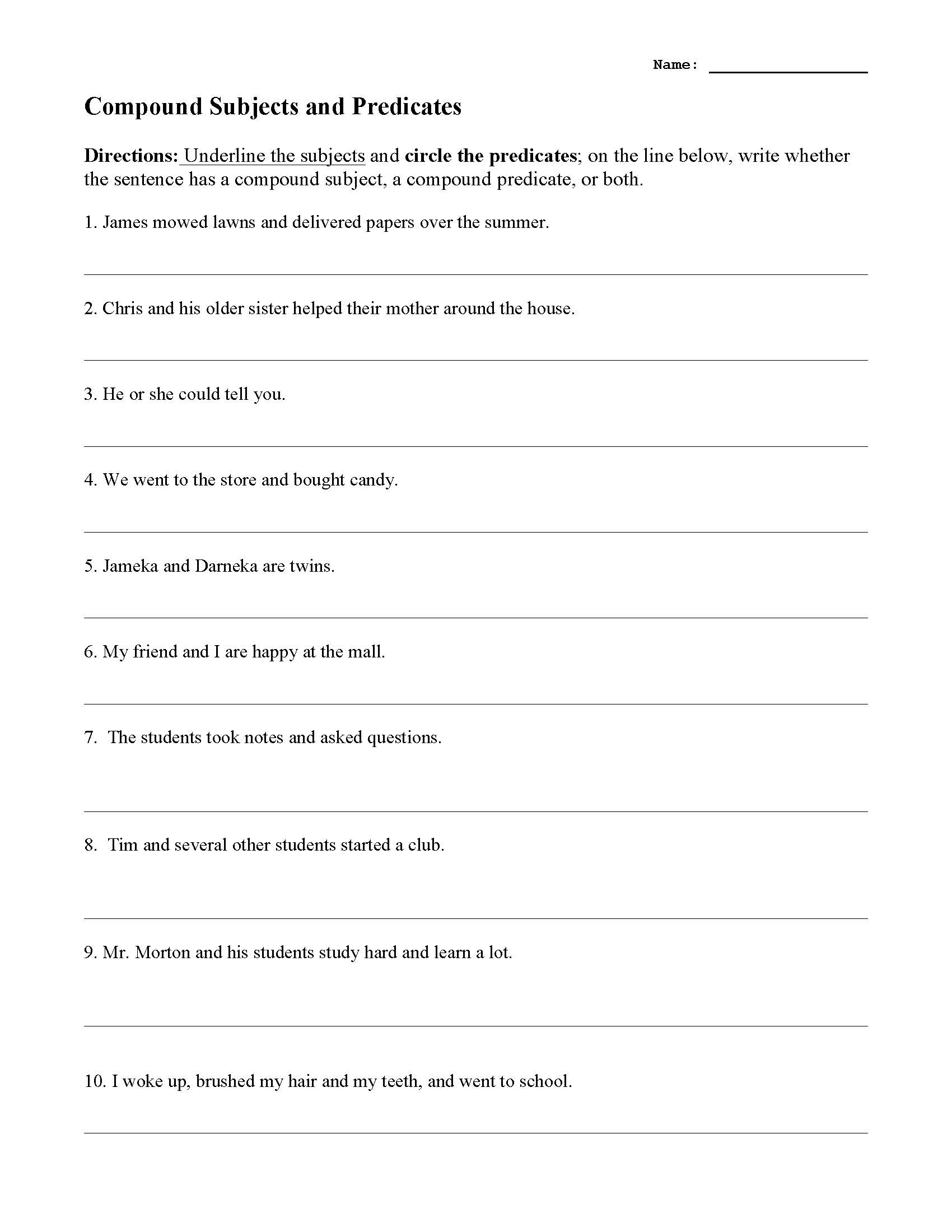 grammar subjects and predicates worksheet grammar subjects and predicates worksheet