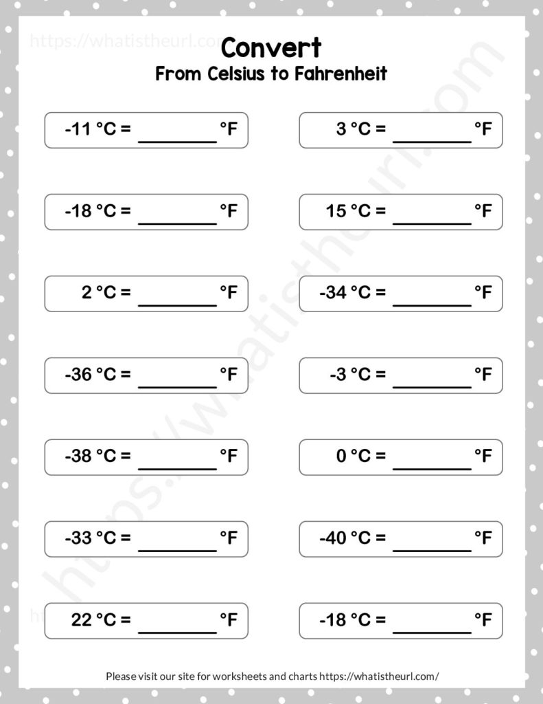 Converting Celsius To Fahrenheit Worksheet With Answers 1 Your Home 