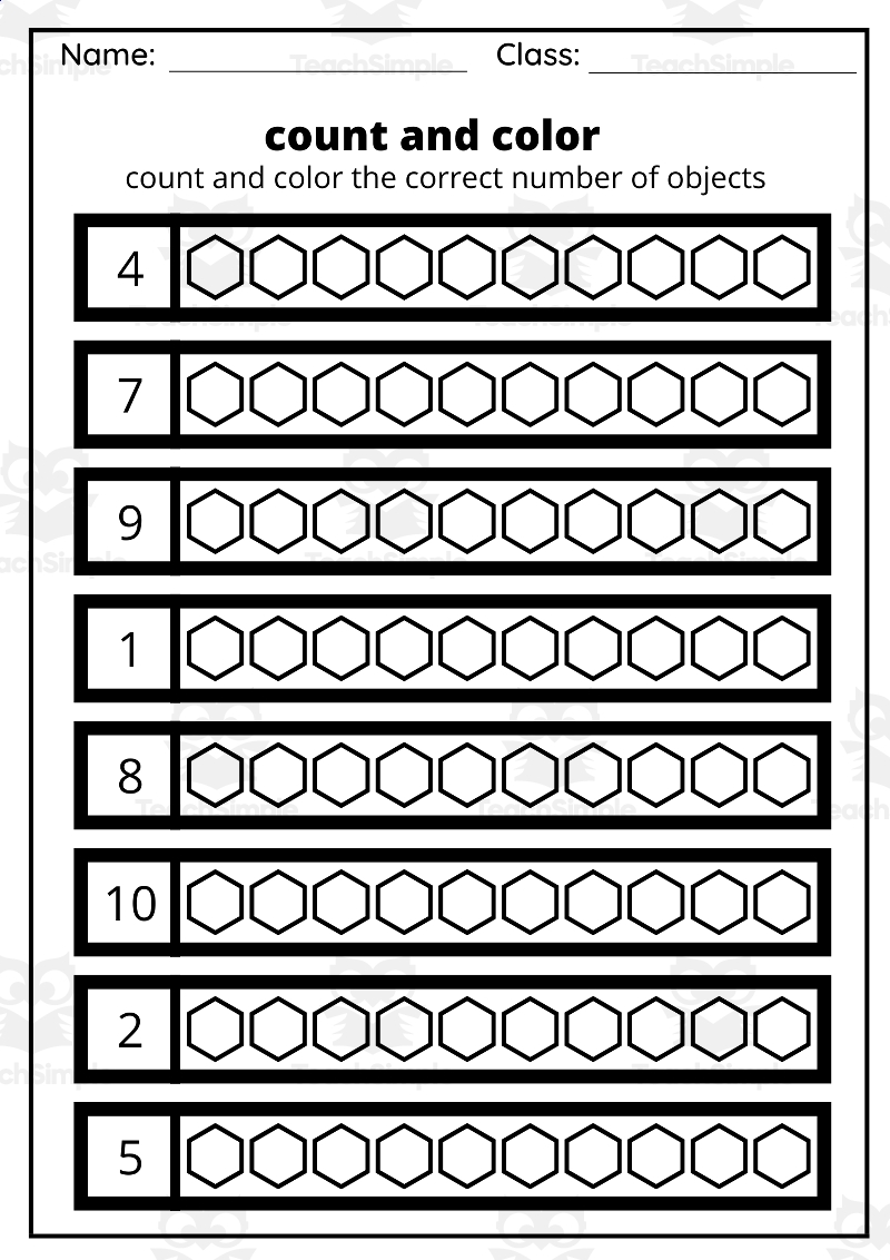 count and color worksheets