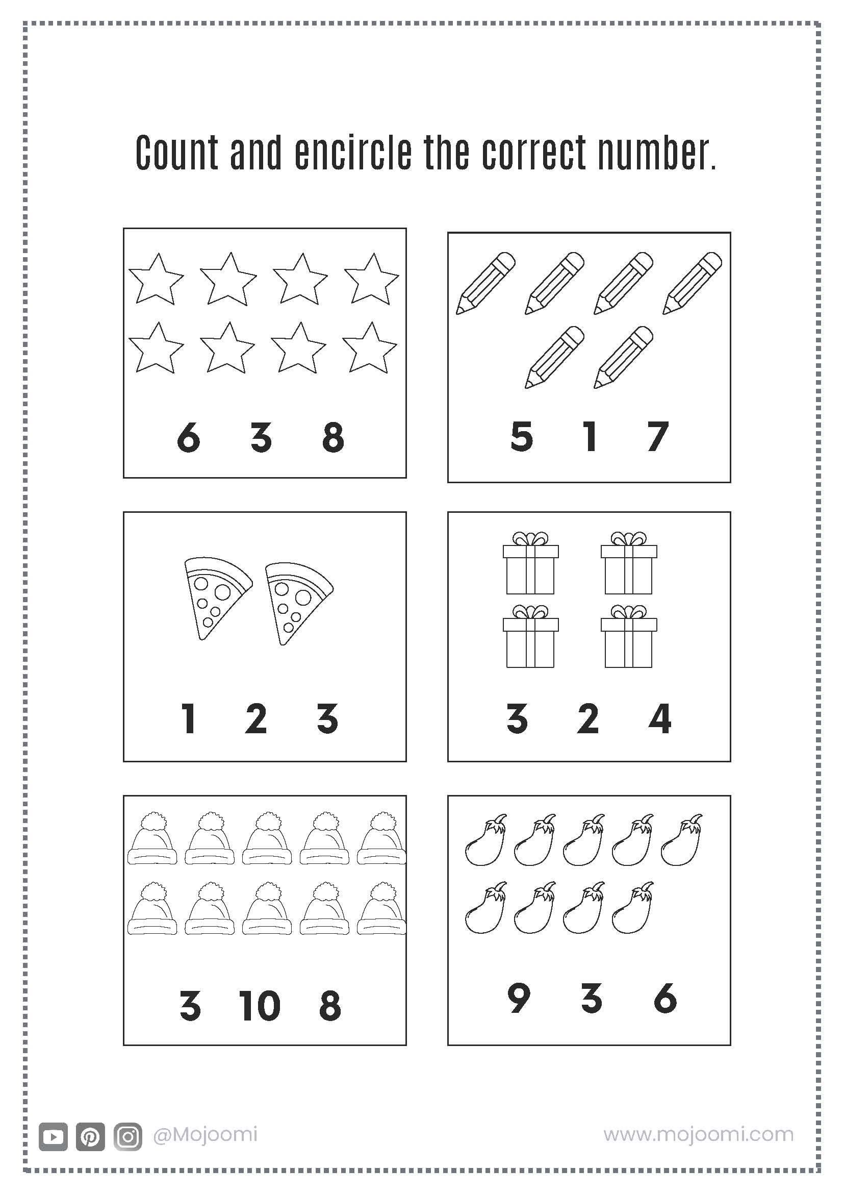 Count And Encircle Worksheets 15 Pages Of Number Counting Recognition Practice For Kids Etsy Count And Encircle Worksheets 15 Pages Of Number Counting Recognition Practice For Kids Etsy