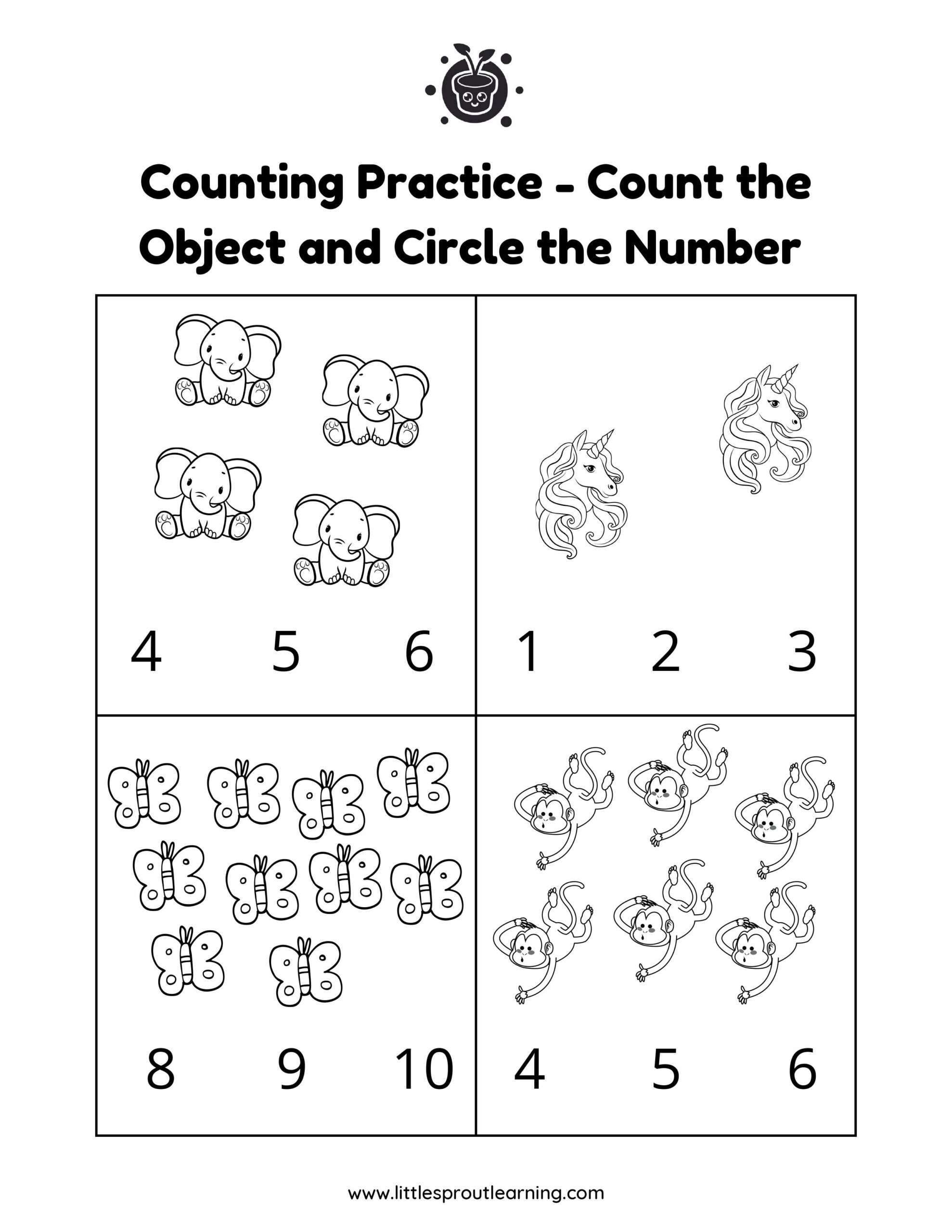 Count The Objects And Circle The Numbers 1 To 10