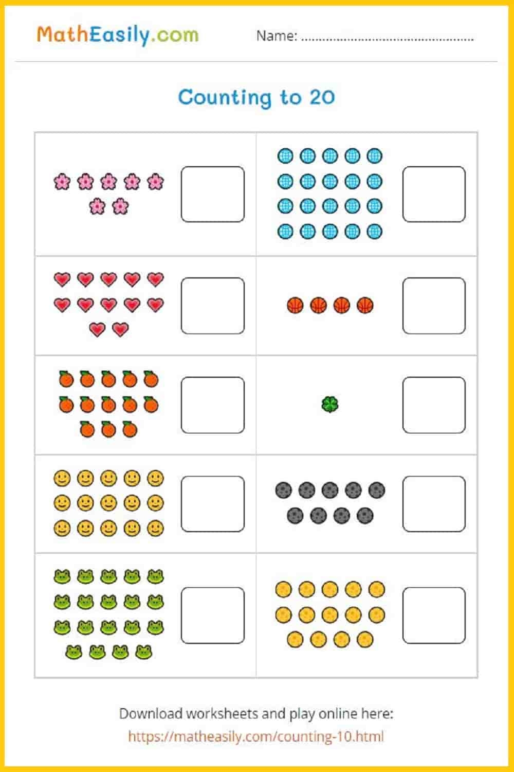 counting worksheet for nursery